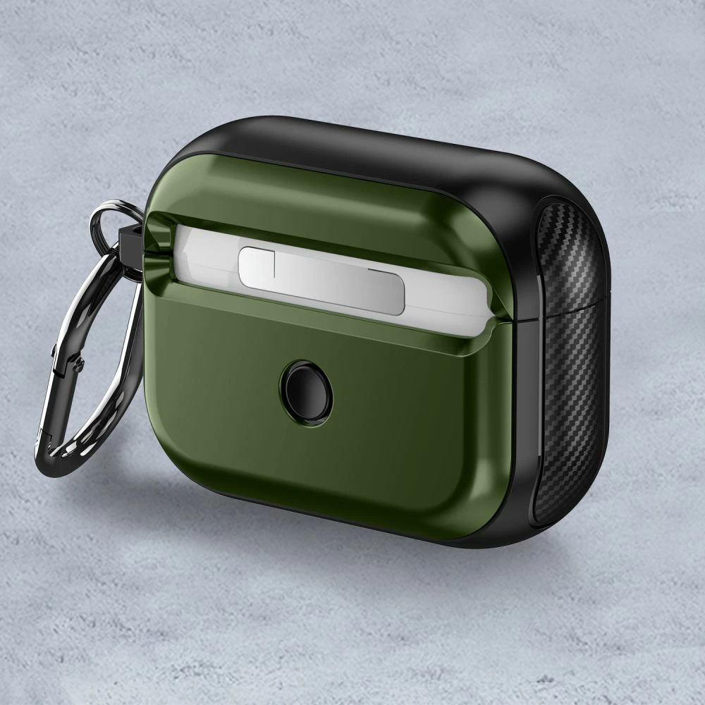 Mbështjellës Tech-Protect Defender me karabiner për AirPods Pro/Pro 2, MagSafe, Gjelbër