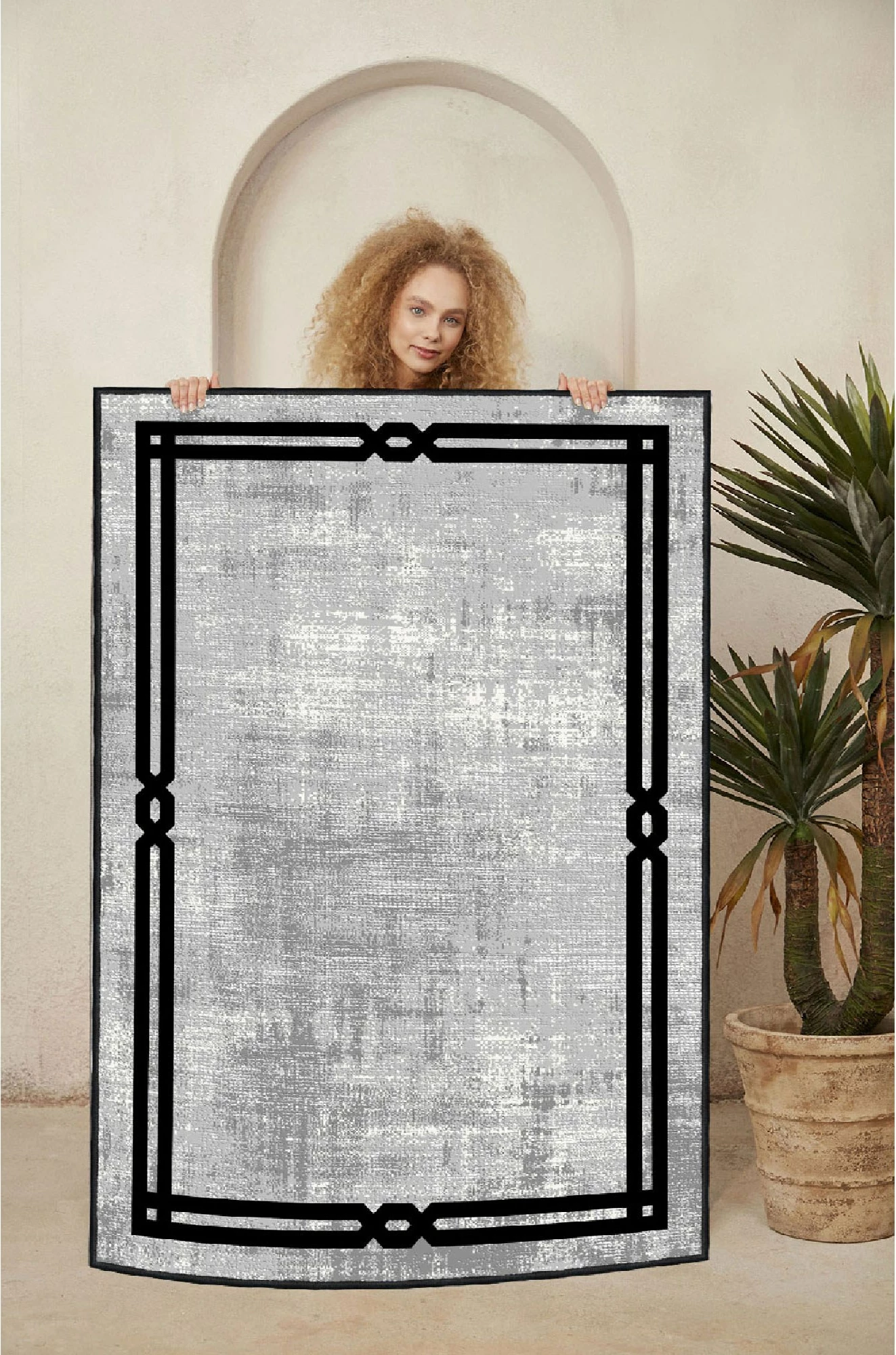 Qilim (80 x 150) Conceptum Hypnose, Eexfab800-Klm, ngjyrë gri dhe e zezë