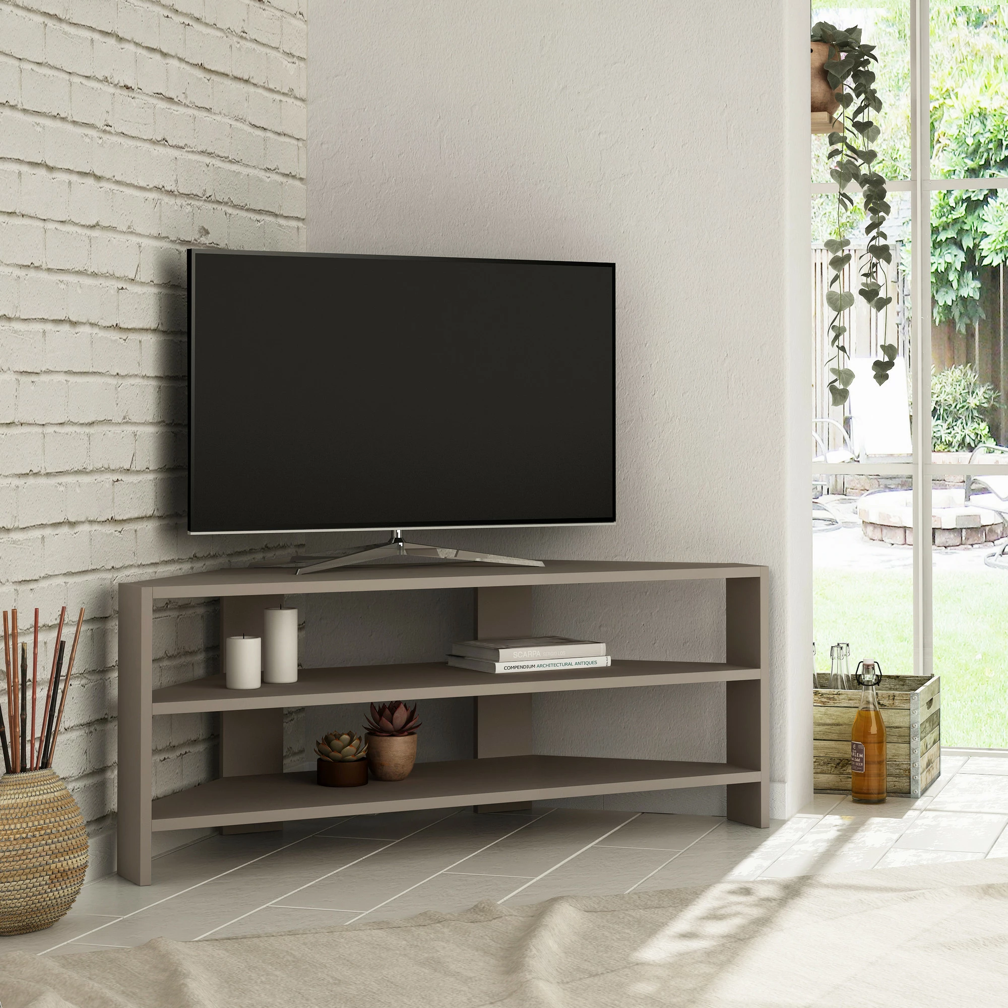 Komodë për TV, këndore, ngjyrë mocha e çelët, Skye Decor Thales