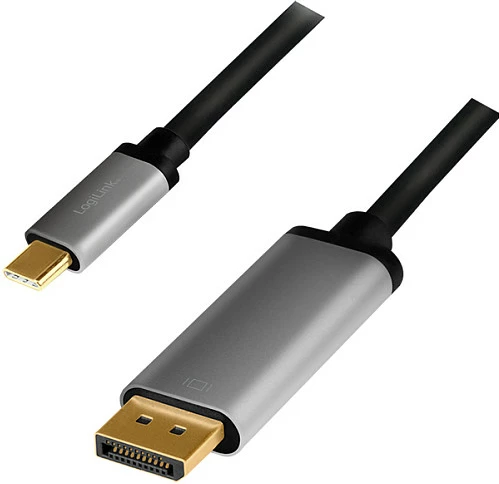 Kabllo LogiLink USB 3.2 Gen1 Type-C në DisplayPort, 4K/60Hz, 1.8m, zi/gri