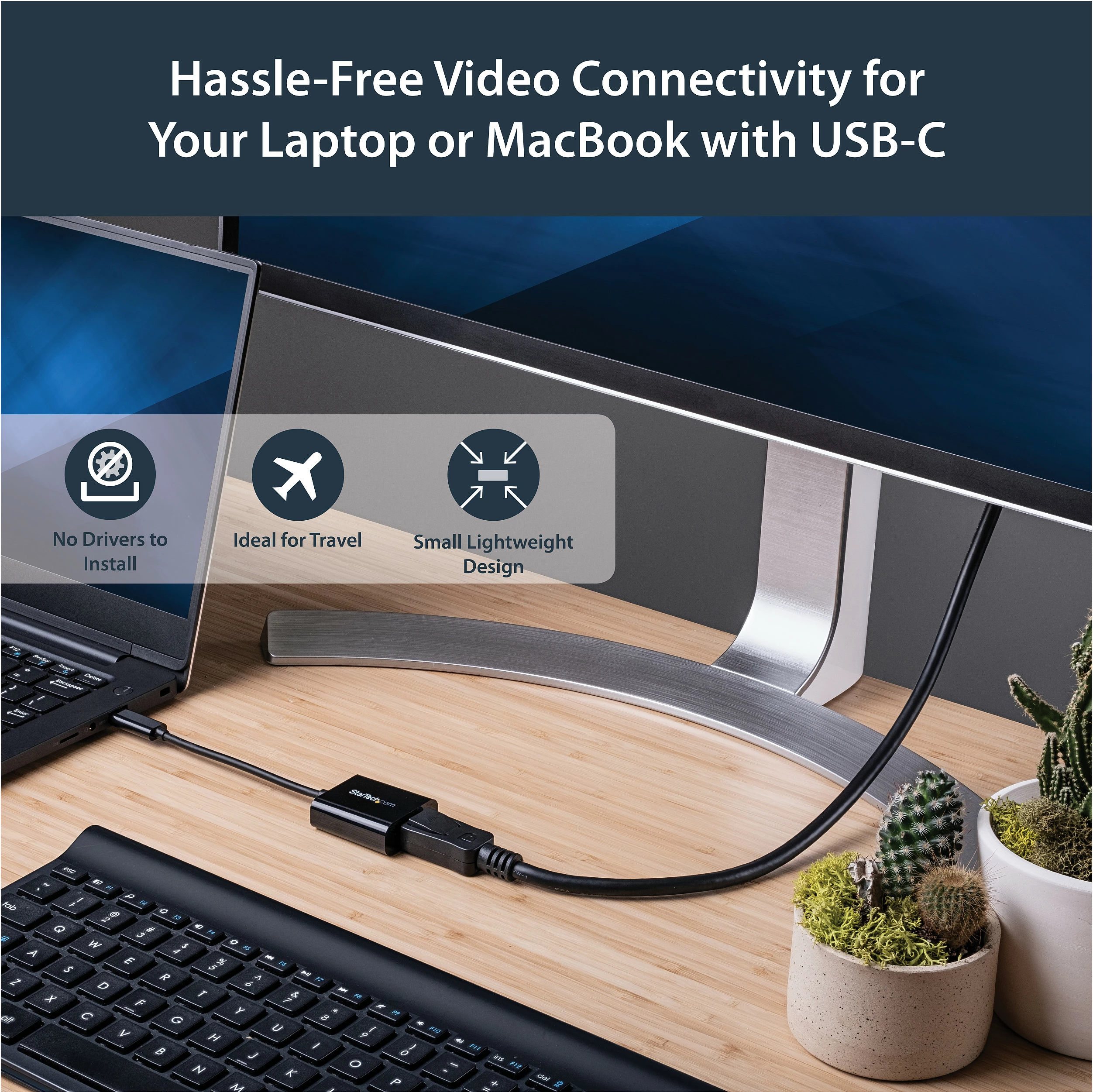Adapter StarTech.com CDP2DP USB-C në DisplayPort, 4K 60Hz/8K 30Hz, DP 1.4, i zi