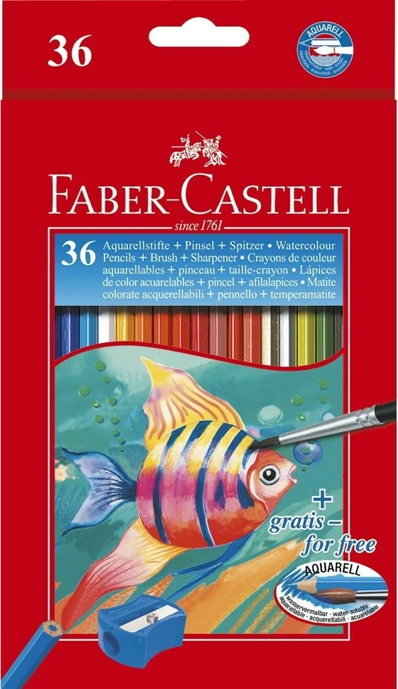 Set lapsa uji FABER-CASTELL Buntstift Kinder 36 copë me mprehëse dhe furçë