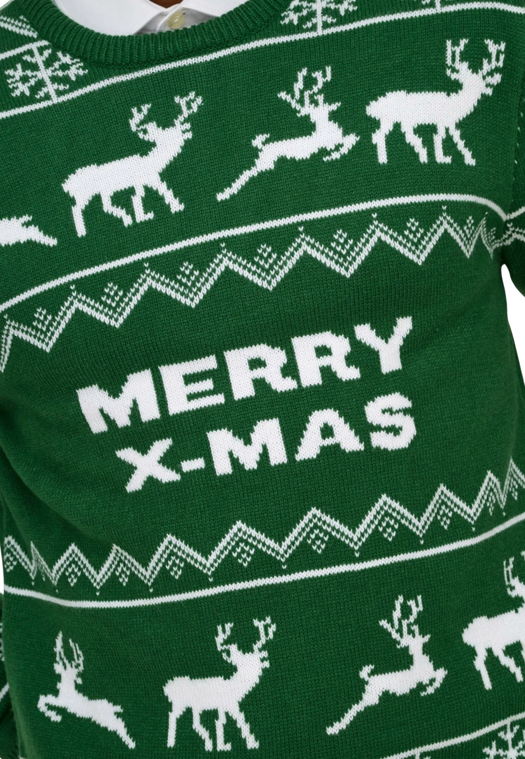 Xhemper për meshkuj Only & Sons ONSXMAS REG 5 ALLOVER CREW KNIT 22031171, i gjelbër [Madhësia: L]