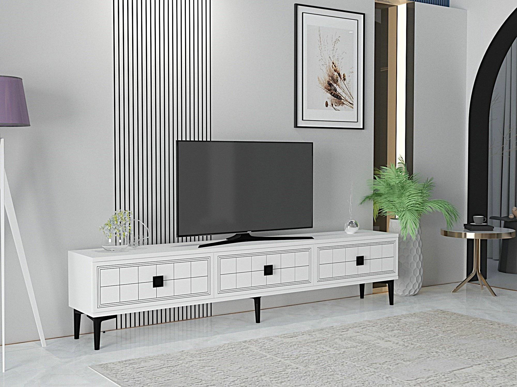 Komodë TV Skye Decor, Yuka 180, e bardhë