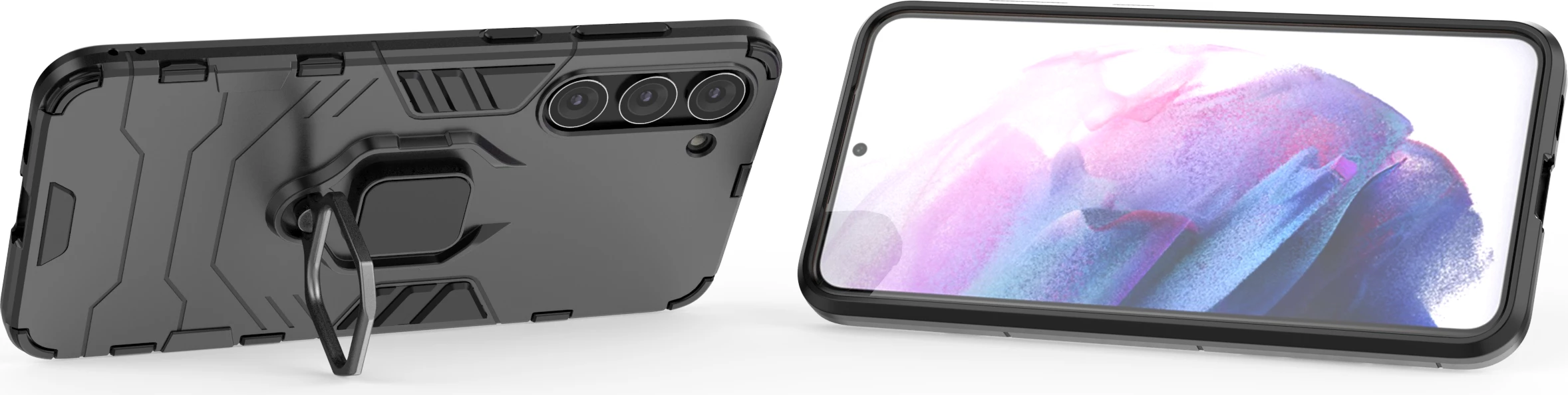 Mbështjellës Hurtel Ring Armor për Samsung Galaxy S23+, me unazë magnetike, i zi