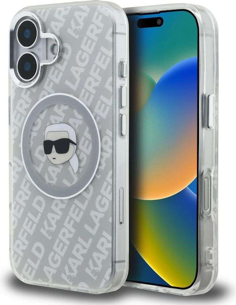 Mbështjellës Karl Lagerfeld IML Karl Head Logo MagSafe për iPhone 16, gri