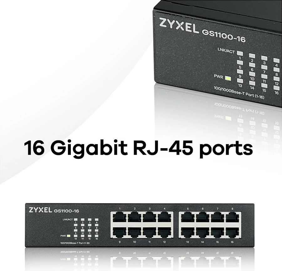 Switch Zyxel GS1100-16, 16x Gigabit Ethernet, unmanaged, metal, i zi
