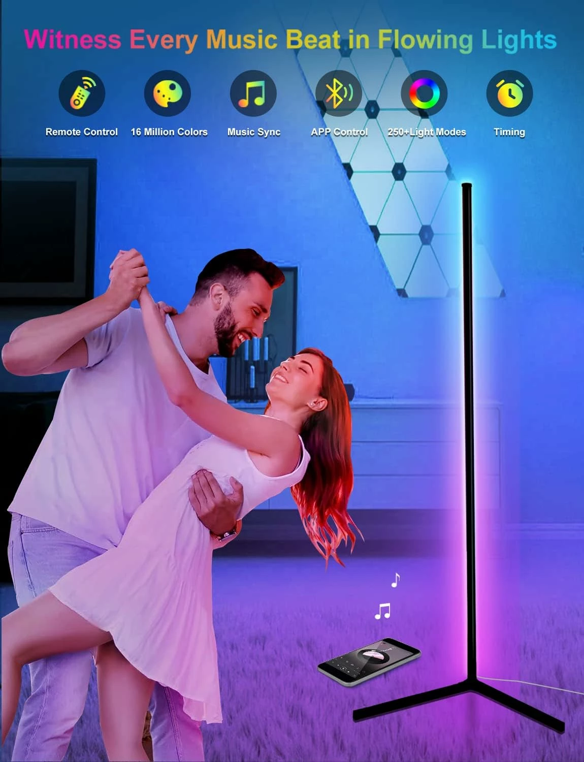 Llambë dyshemeje TRIBE, RGB, 40x40x142 cm