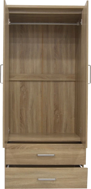 Dollap Olympus me 2 dyer dhe sirtarë, ngjyrë lisi të çelët, 81x57x183