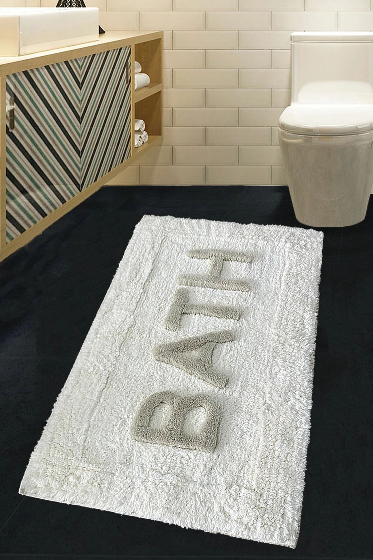 Tapet banje Mijölnir, pambuk 100%, ngjyrë ecru, 70x120cm