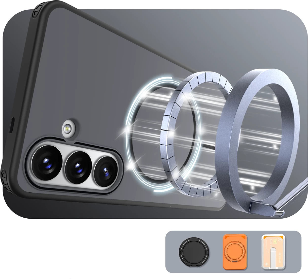 Mbështjellës Hurtel Hybrid Armor T për Samsung Galaxy A57, magnetik 2800 Gauss, TPU+PC, mbrojtje rënie deri 4.8 m, finish mat, i zi