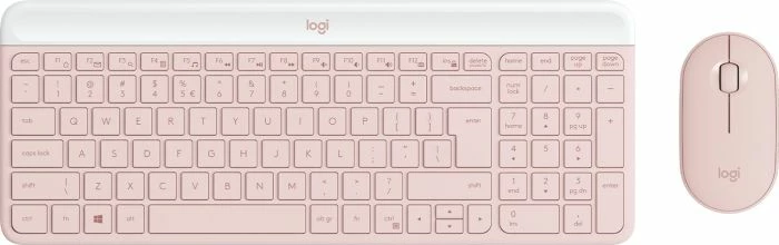 Set tastierë + Maus wireless Logitech Slim Wireless Combo MK470, layout SLO, 2.4 GHz, rozë