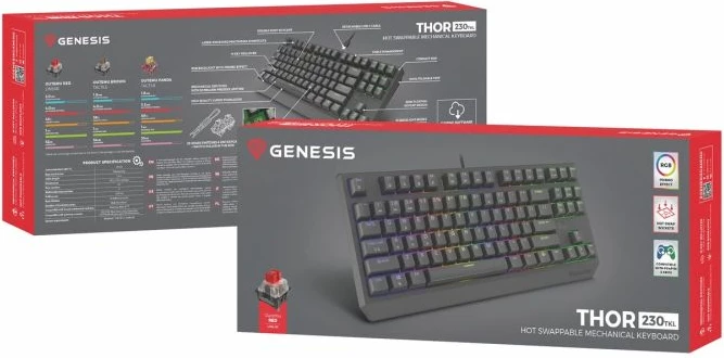 Tastierë gaming Genesis Thor 230 TKL, e zezë