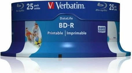 Disk Blu-ray BD-R Verbatim 43811 25GB 6x i printueshëm, paketë 25 copë