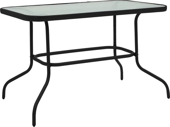 Set tavoline për kopsht Valor-Tade, 5 copë, metal i zi-xham, 110x60x70cm