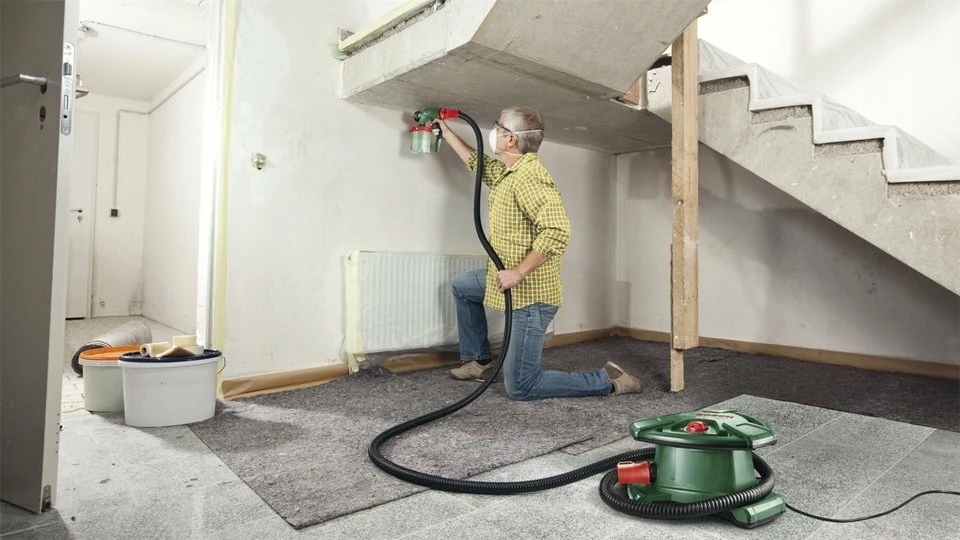 Spërkatës boje Bosch PFS 7000, 1400 W, rezervuar 1000 ml, 700 ml/min, jeshile/kuqe, set me 2 enë boje + 3 gryka