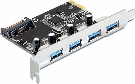 Kartë zgjerimi PCIe DeLOCK 89297, 4x USB 3.2 Gen 1 Type-A, 5 Gbps, e zezë/argjendtë