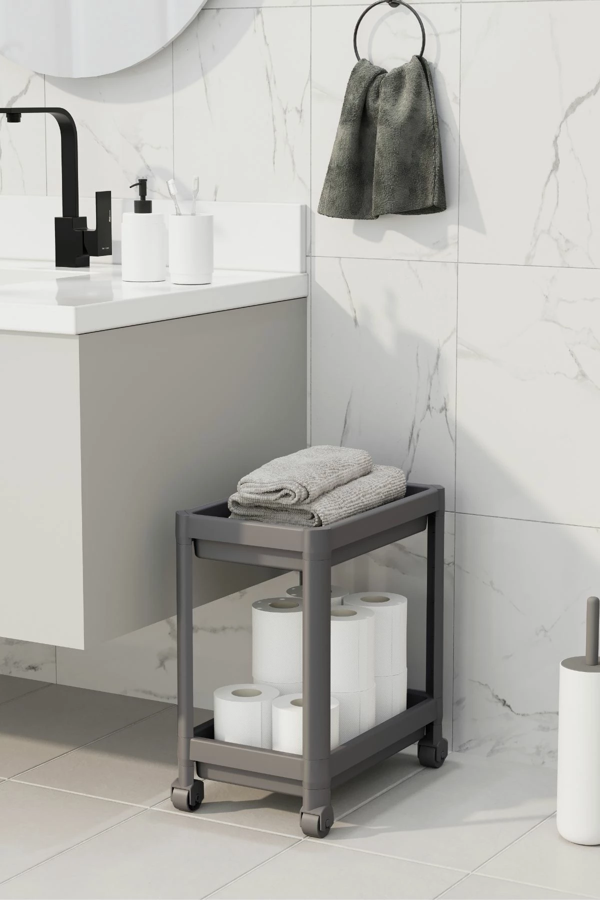 Raft plastik shumëpërdorimësh, ngjyrë gri, Aberto Design, TKRLKKT-2K-2, 23x36x40cm