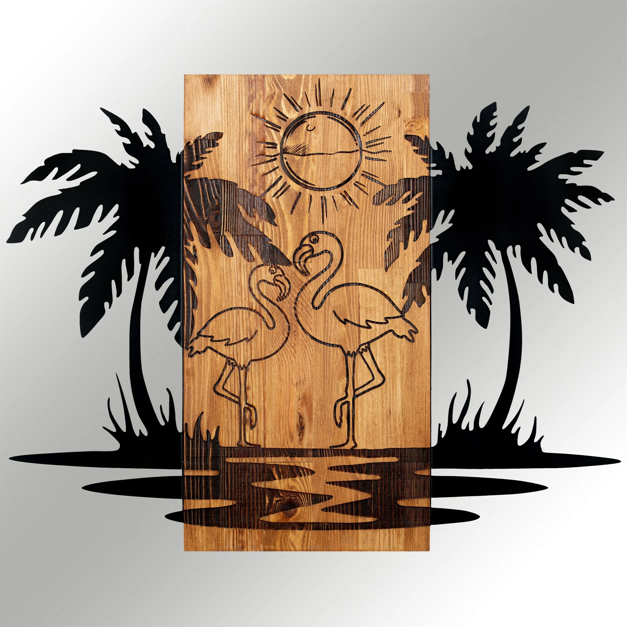 Aksesor dekorativ për mur, dru dhe metal, Wallity, Hawaii