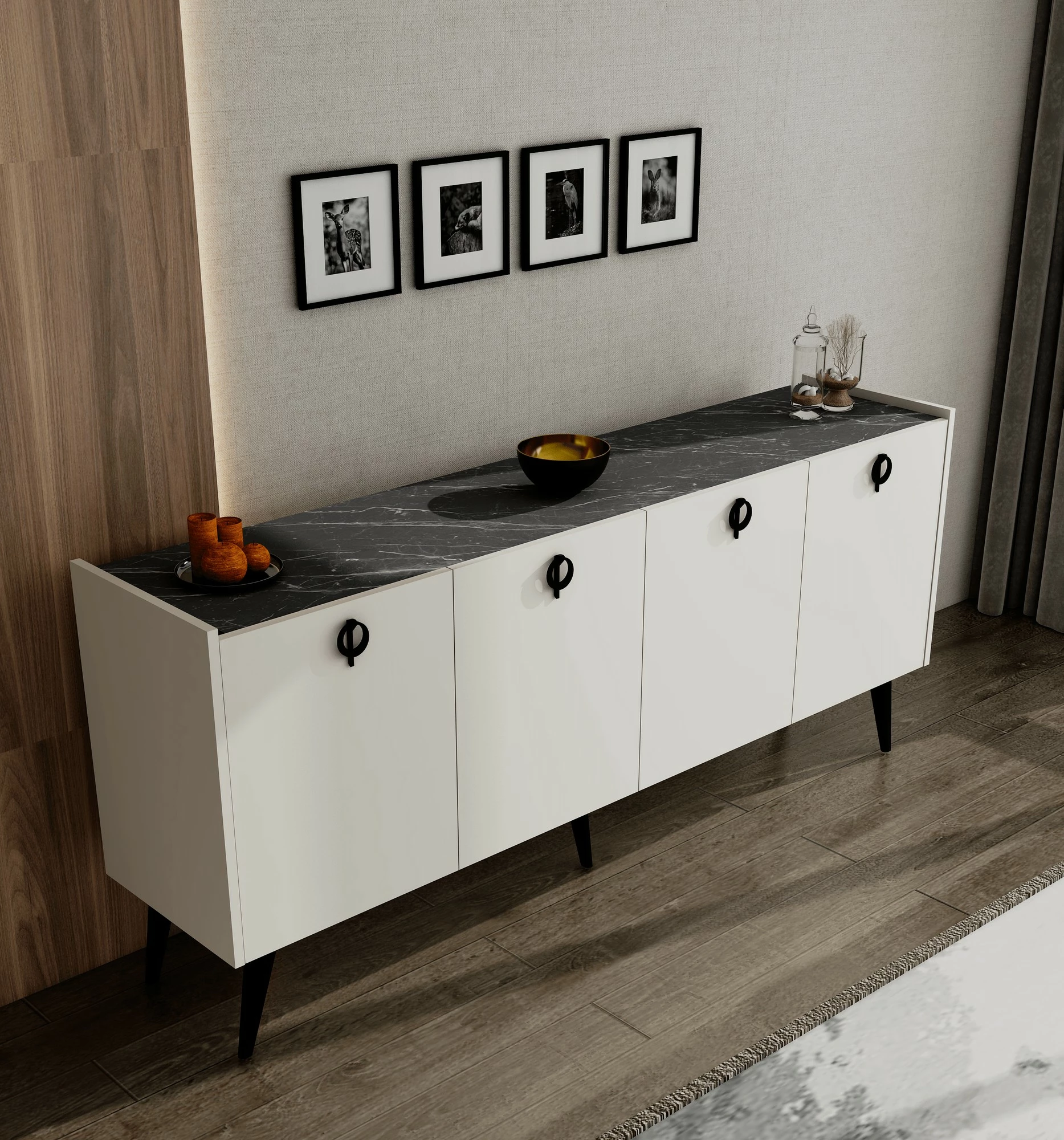 Konsol Skye Decor, ngjyrë e bardhë, Ay Tasi Kaya