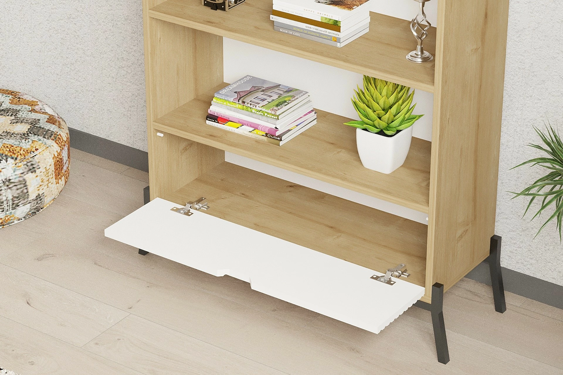 Raft librash Hanah Home, Numana, ngjyrë lis safir dhe e bardhë