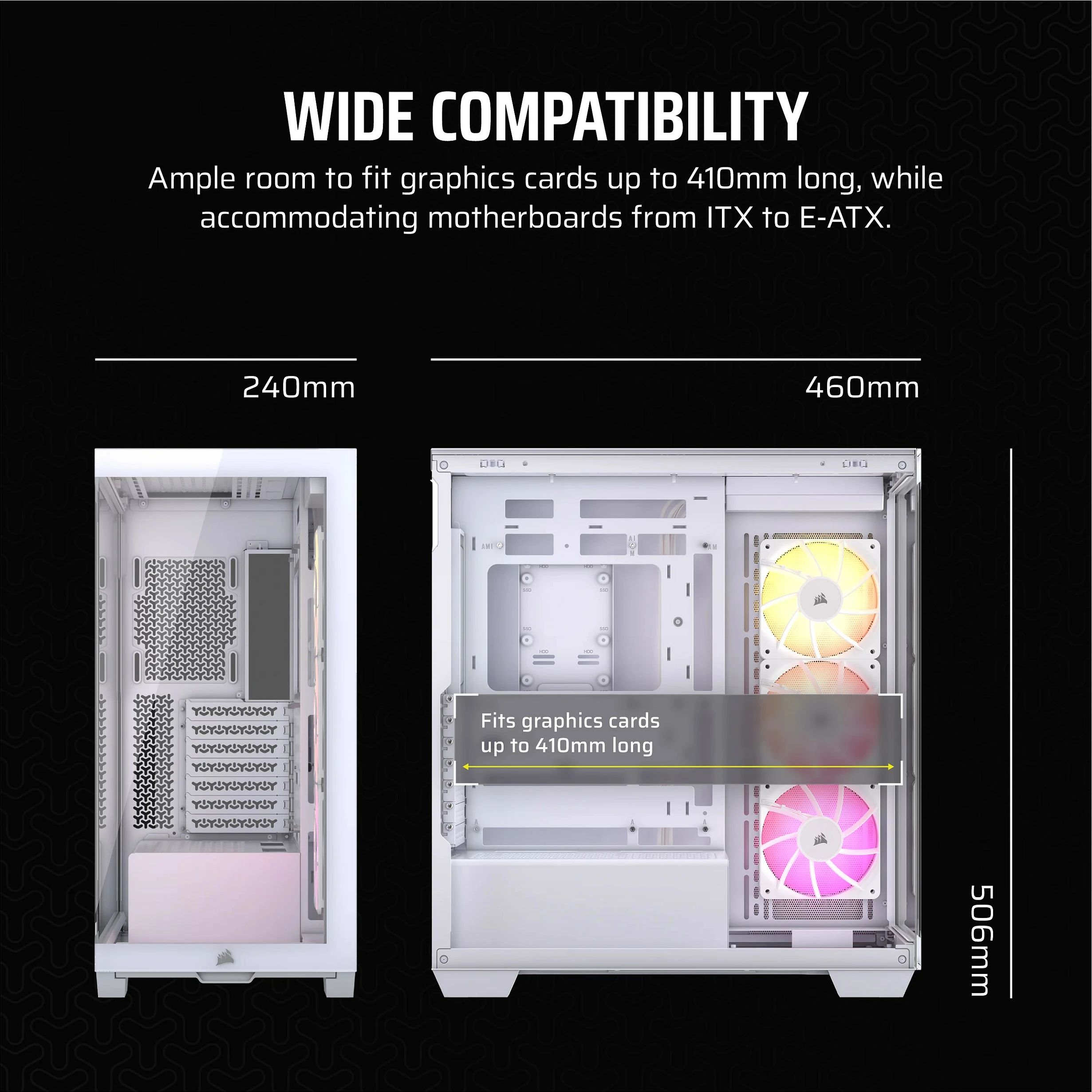 Kasë Corsair 3500X ARGB, Midi Tower ATX/EATX, xham i kalitur, e bardhë