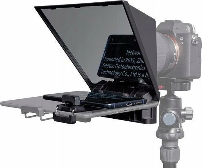 Teleprompter Feelworld TP2A 8\" me telekomandë Bluetooth, set adaptorë lente 8 copë, i zi