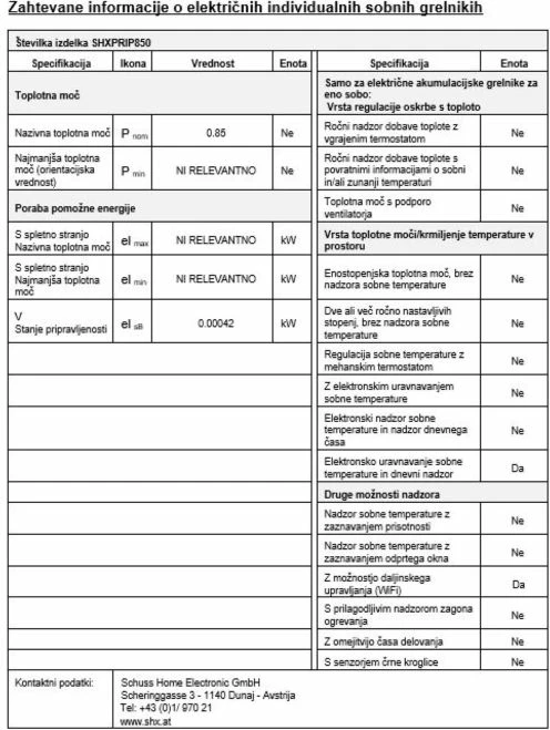 Panel ngrohës infra të kuqe SHE SHXPIRP850 850W me WiFi 1200x600mm, i bardhë