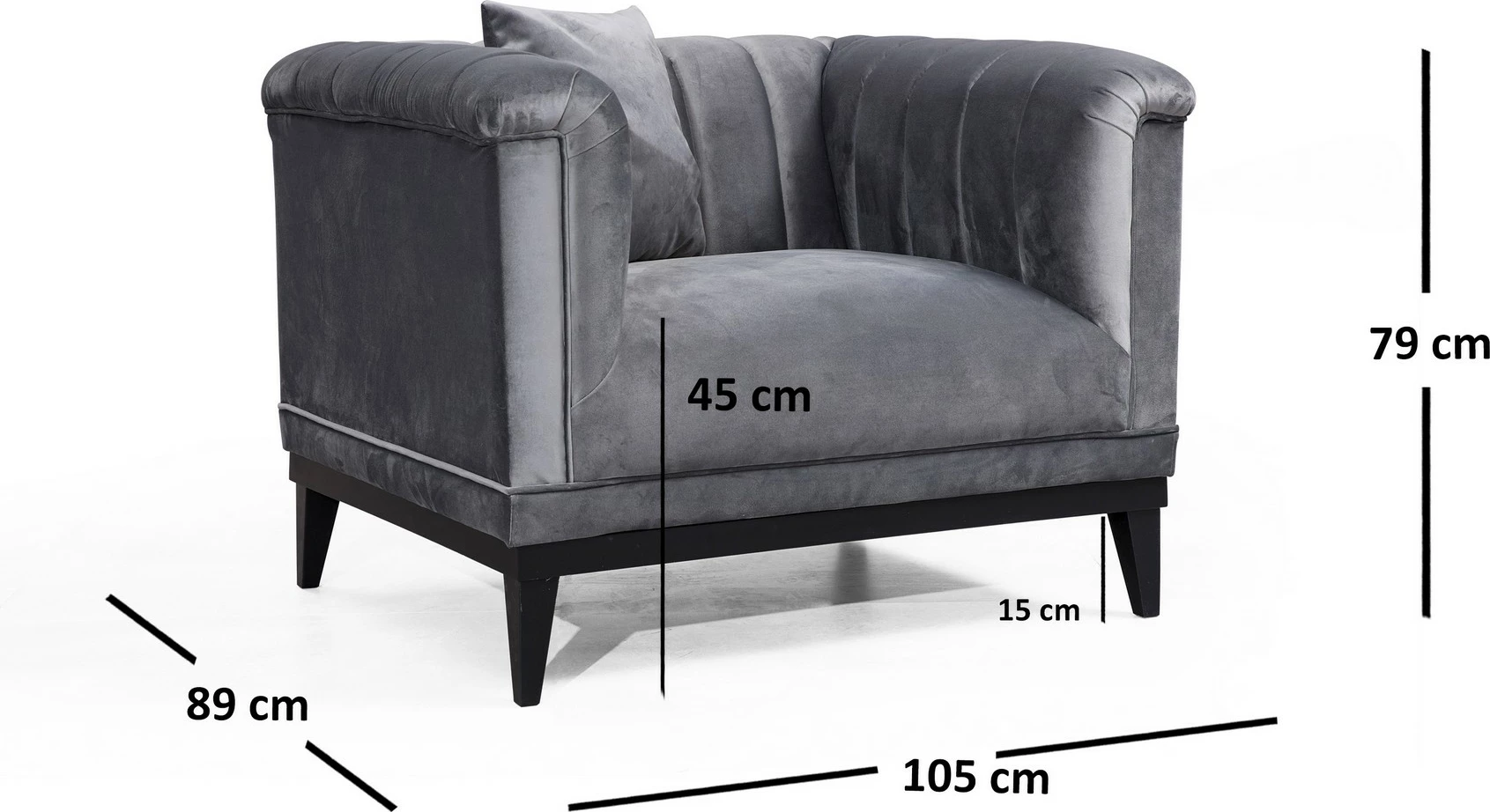 Karrige Wing Atelier del Sofa, trendy, ngjyrë gri e errët