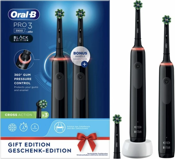 Furçë dhëmbësh elektrike Oral-B Pro 3 3900 Duo, e zezë