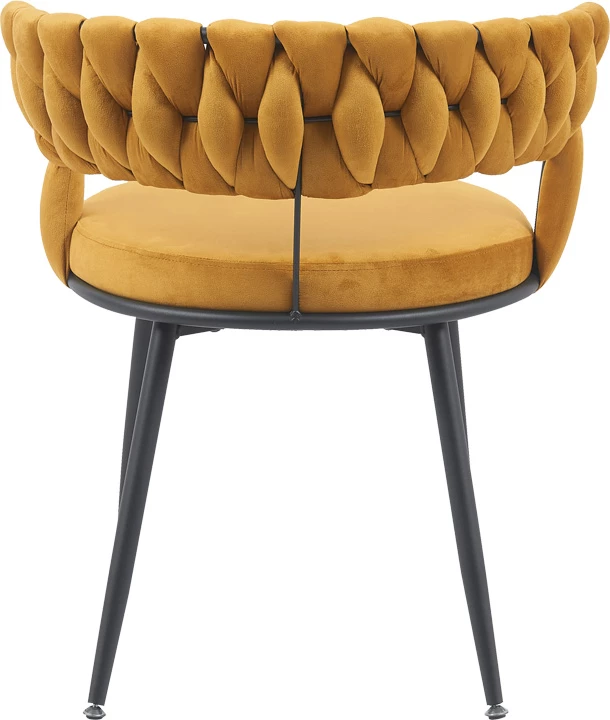 Karrige Alkia, kadife e verdhë, këmbë metalike të zeza, 60x57x68cm