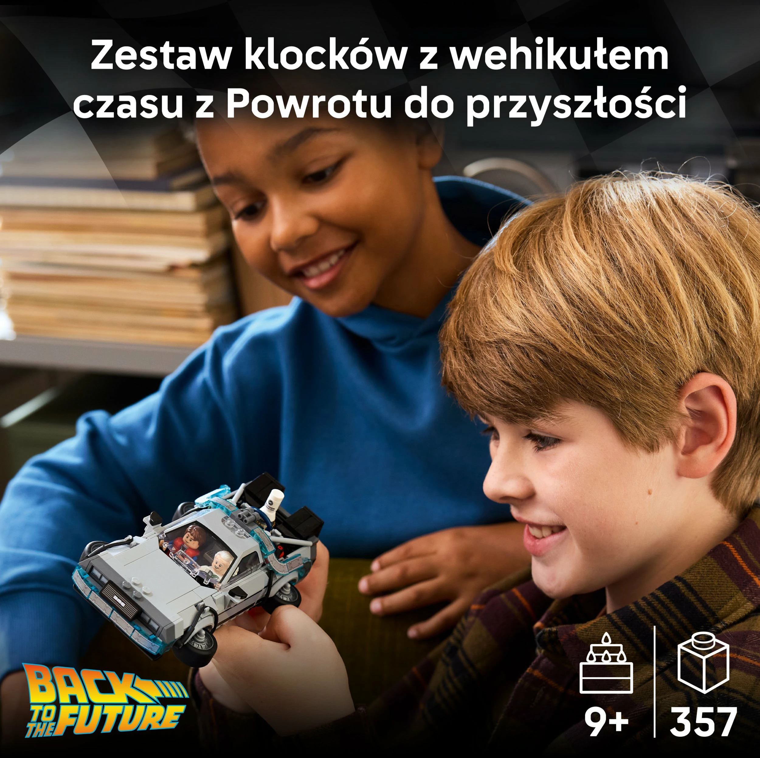 Set ndërtimi LEGO Speed Champions Time Machine Back to the Future 77256, 357 copë, 2 minifigura, 9+