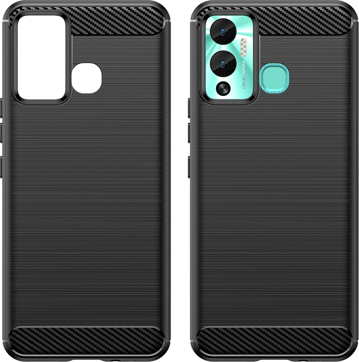 Mbështjellës Hurtel Carbon Case për Infinix Hot 12 Play / Hot 12 Play NFC, TPU, i zi