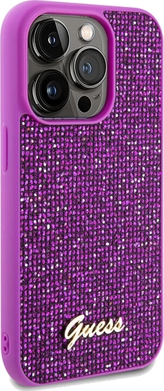 Mbështjellës Guess Disco Metal Script për iPhone 14 Pro, vjollcë