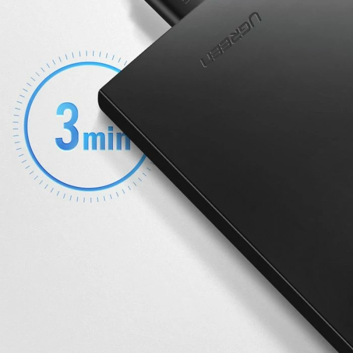 Kasë për HDD/SSD 2.5\" SATA UGREEN 60353 USB 3.0 me UASP, e zezë, në kuti