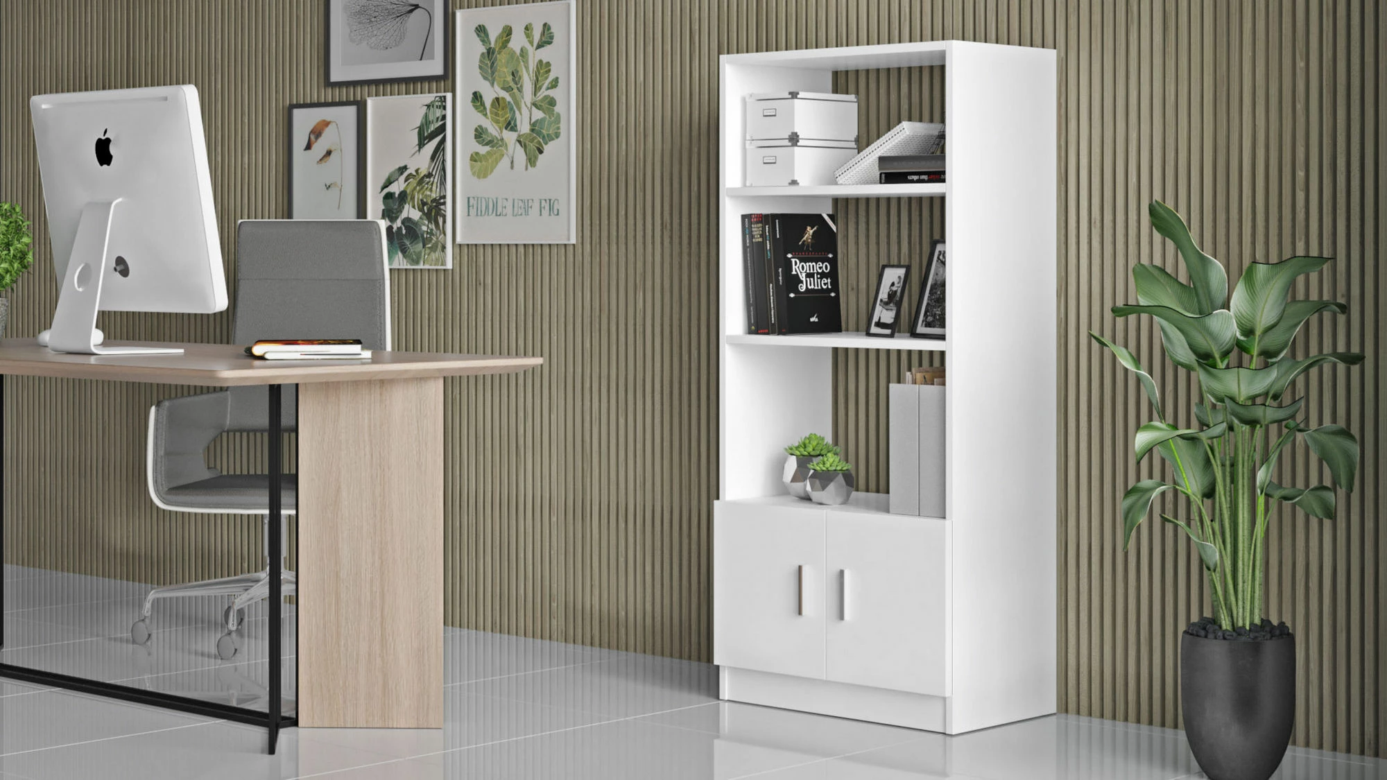 Raft librash Hanah Home, Vo4-W, i bardhë