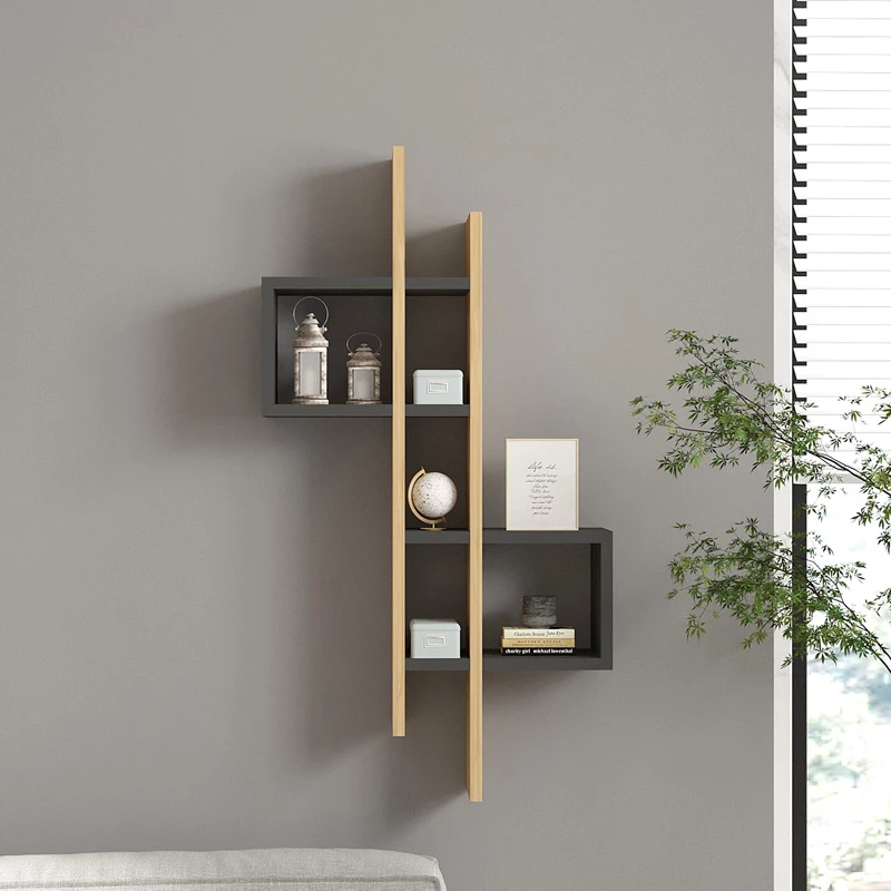 Raft muri Garel, ngjyrë lisi-antracit, 53.8x19.6x108cm