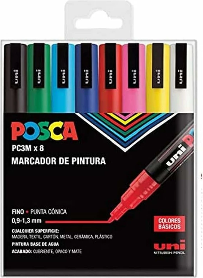Set marker Uni-POSCA pc-3m Basic Colors 8/1
