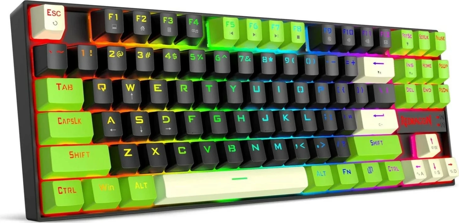 Tastierë gaming Redragon Kumara K552BGC-M, magnetike (UltraMag), TKL 80%, RGB, USB-C, e zezë