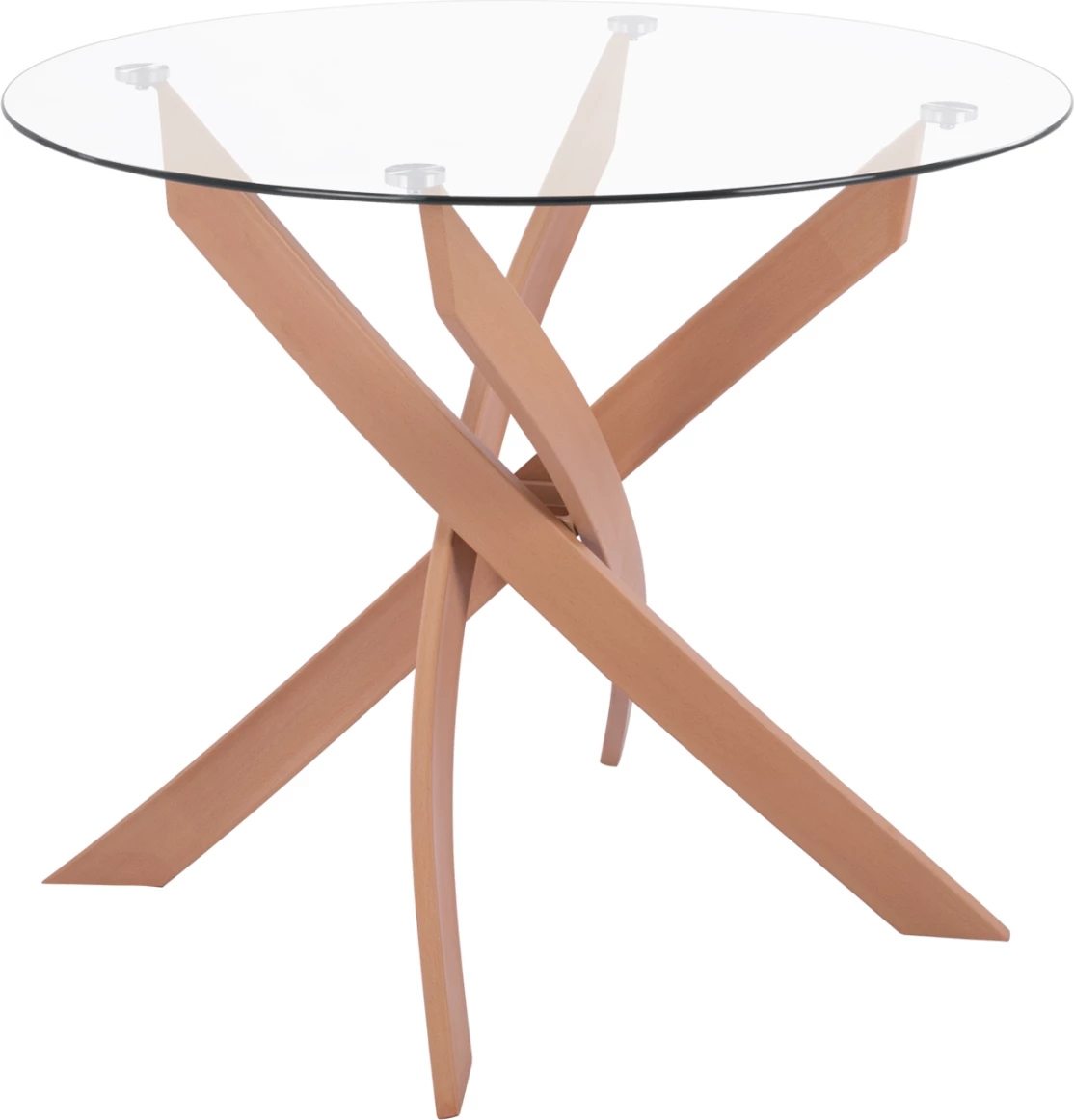 Tavolinë e rrumbullakët ngrënieje JAFARU, këmbë metalike, ngjyrë druri natyral, FH8499.12, Φ90x75cm