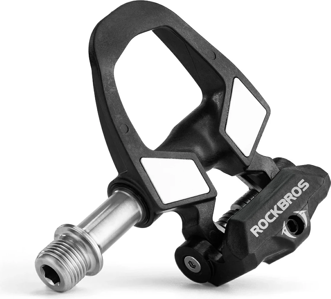 Pedale çiklizmi Rockbros RD9 SPD, karbon fiber + bosht titanium, 180 g/çift, të zeza, set 2 copë me cleats