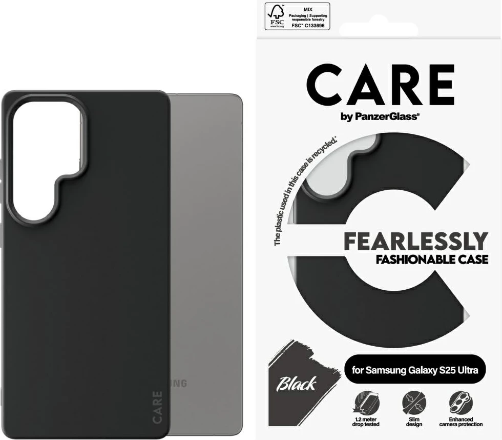 Mbështjellës PanzerGlass CARE për Samsung Galaxy S25 Ultra, e zezë