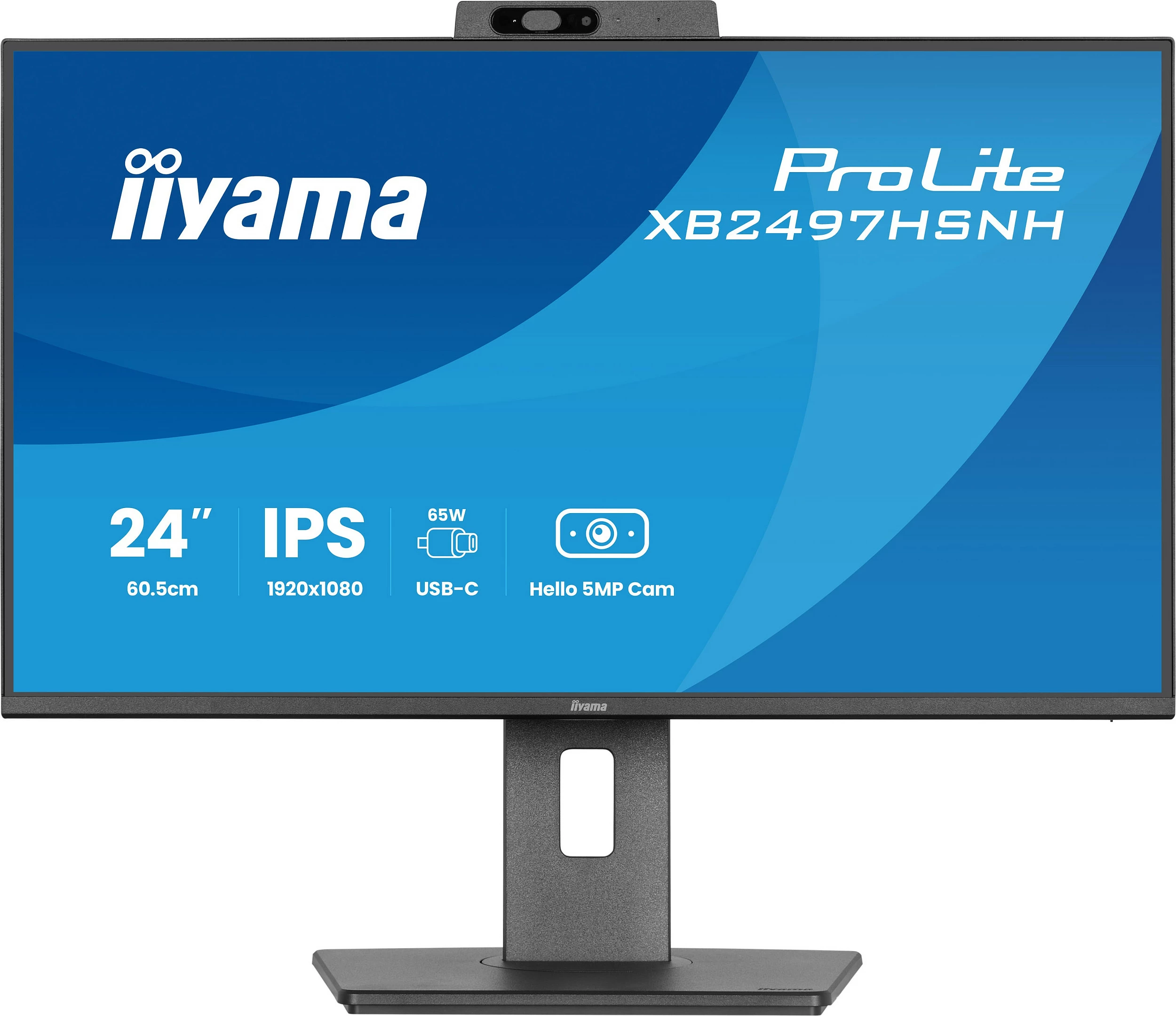 Monitor iiyama ProLite XB2497HSNH-B1, 23.8" FHD IPS, 100Hz, USB-C 65W, kamerë 5MP, i zi