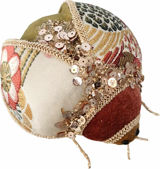 Dekor për Krishtlindje, brumbull brokadë, shumëngjyrësh, 18x12x8cm