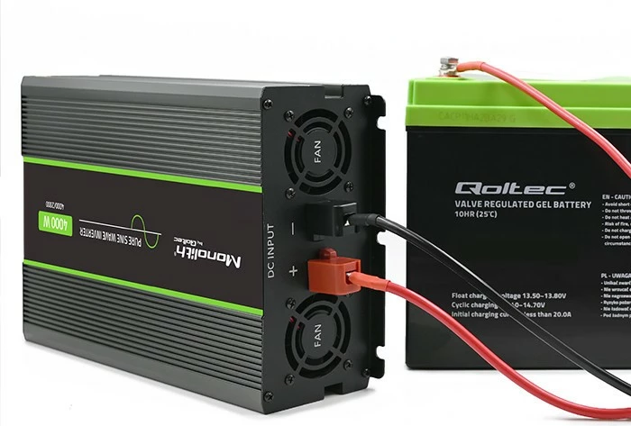 Konvertues voltazhi Qoltec Monolith 51935, 2000W/4000W, 12V në 230V, Pure Sine Wave, Grafit