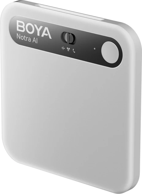 Regjistrues zëri BOYA Notra AI 64GB, USB-C/Bluetooth/Wi‑Fi, 24h, argjendtë