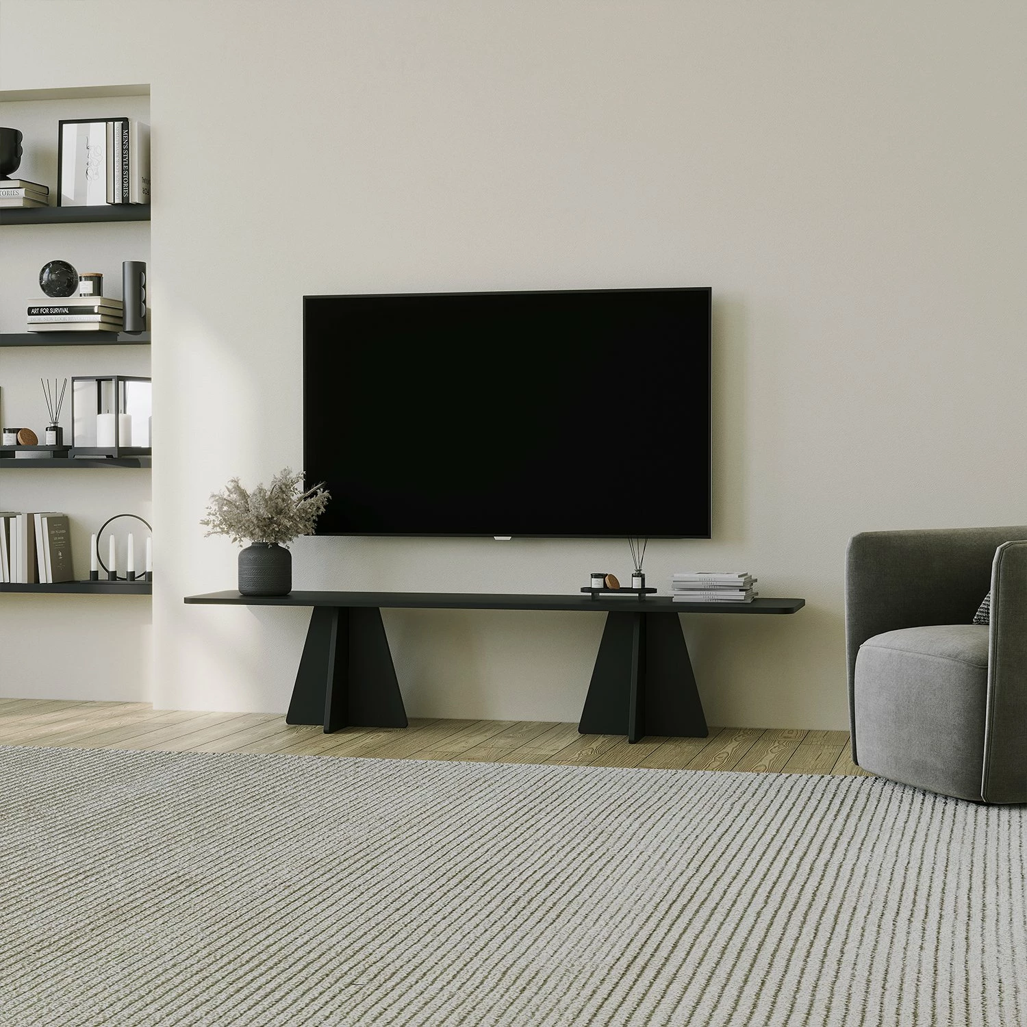 Komodë TV Hanah Home, kërpudhë - e zezë