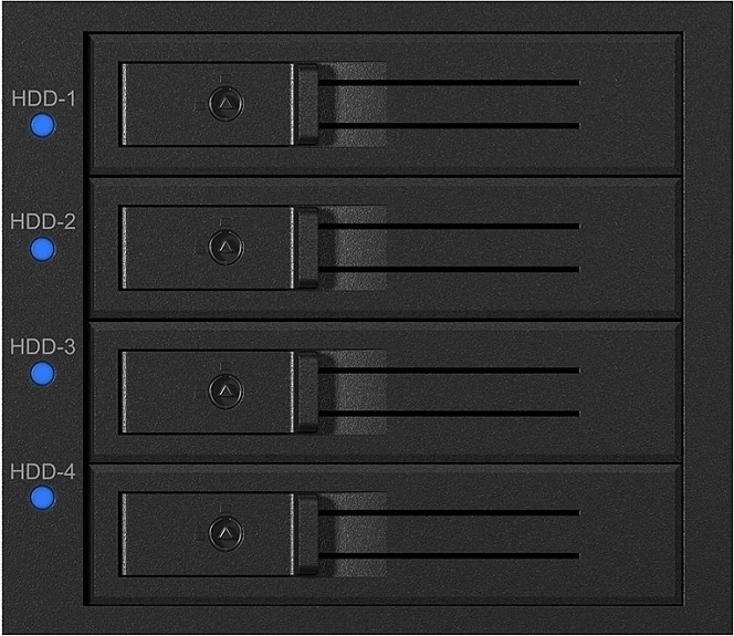 Kasë hot-swap për 4x HDD 3.5" ICY BOX IB-574SSK-12G, SATA III/SAS 12Gb/s, me kyç dhe ventilator, e zezë
