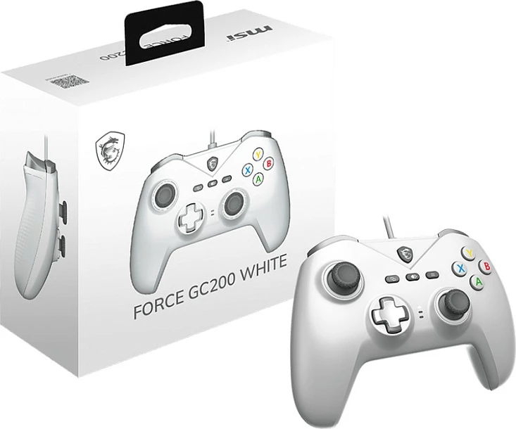 Gamepad MSI Force GC200, USB me kabllo 2m, për PC/Android, i bardhë