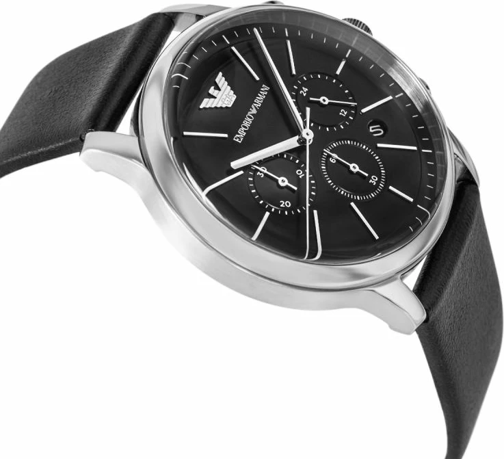 Orë dore meshkuj Emporio Armani Minimalist Chronograph AR11774, e zezë, me kuti